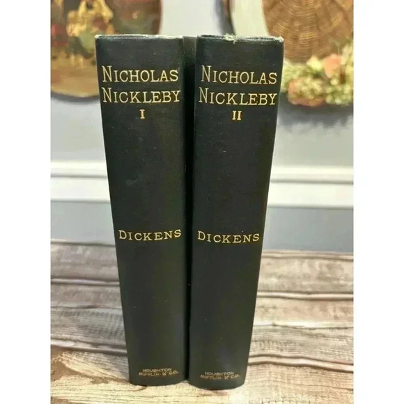 Antique CHARLES DICKENS Nicholas Nickleby Victorian Illust 1894 Volume 1 & 2 - Picture 1 of 8